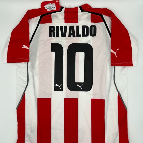 Rivaldo #10 Olympiacos 2005/2006 Home ORIGINAL Puma VTG Rare Soccer Jersey (XL) - Picture 1 of 9